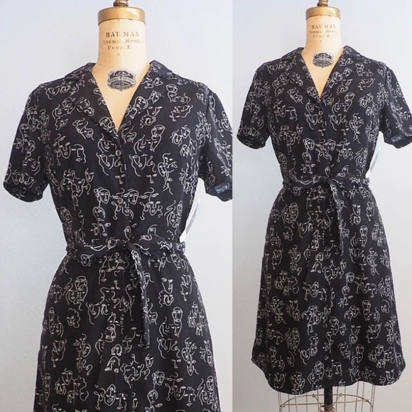 Modcloth Dresses & Skirts - Novelty Abstract Face print shirt dress